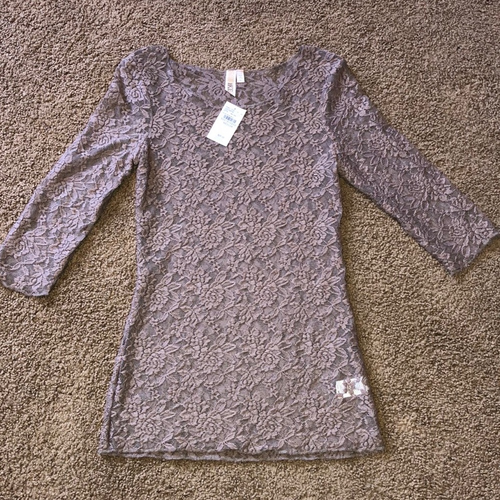 Buckle 3/4 sleeve see through shirt